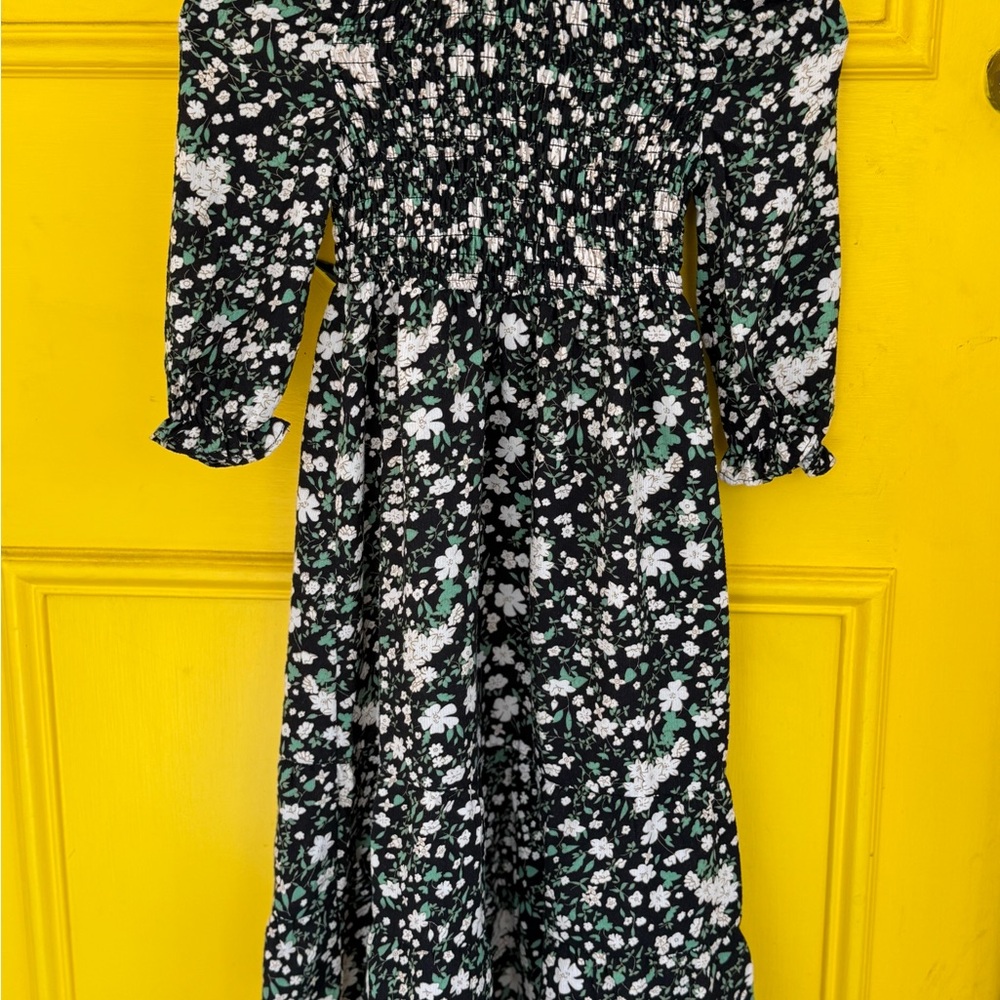 Lilou Floral Black and Green Kids Dress